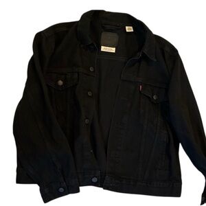 Levi's Premium Denim Jacket Women XL Black NWOT Plain Jean Jacket Old School